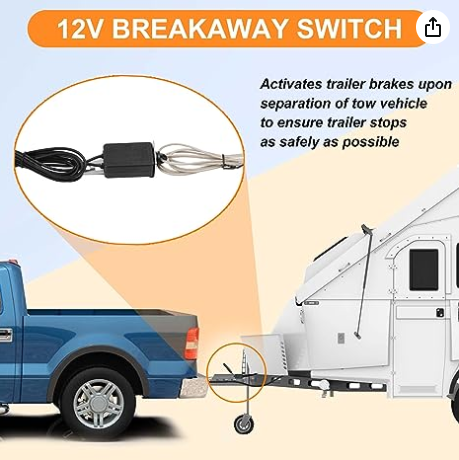 7 Way Trailer Cord 8 Feet with 7 Gang Junction Box Kit 7 Way Trailer Wiring Harness Kit and Trailer Breakaway Kit