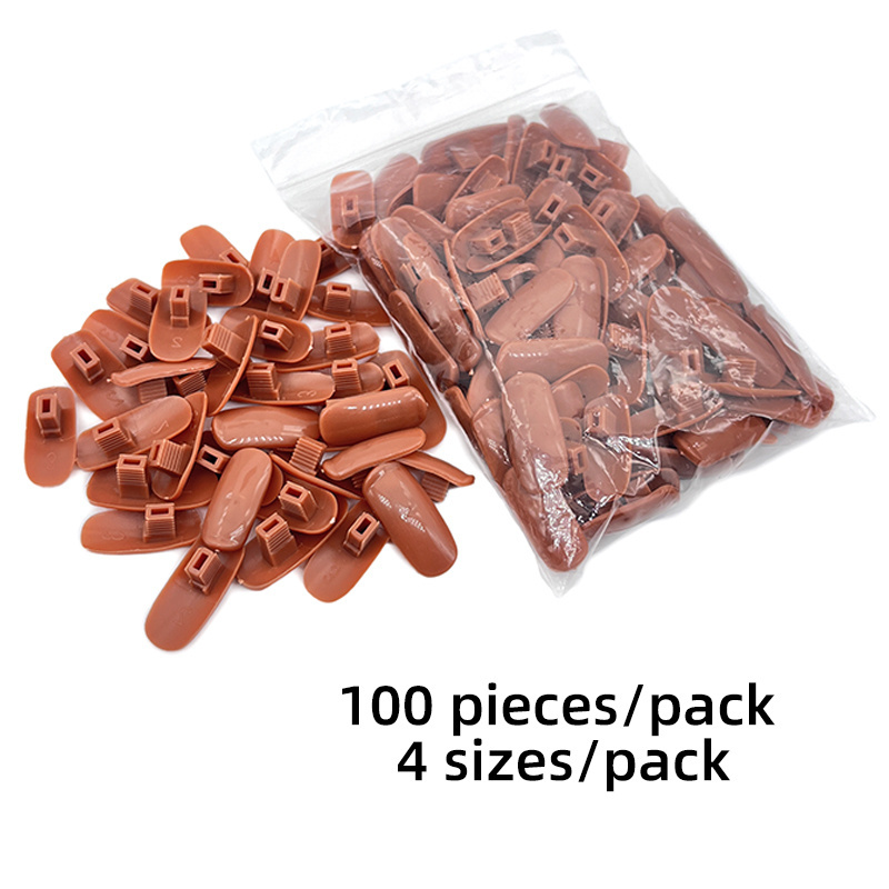 100 Pcs Flexible Movable Diy Removable Beginner Adjustable Artificial Hand Nail Brown Tips Finger Art Training Refill Practice