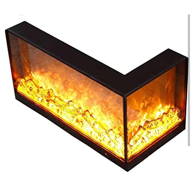 Hot sell L Shape Decorative Flame Fireplace Double Sided 3 sides  4 sides Electric Fireplaces heater