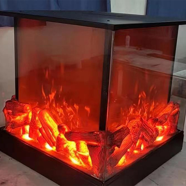 Hot sell L Shape Decorative Flame Fireplace Double Sided 3 sides  4 sides Electric Fireplaces heater