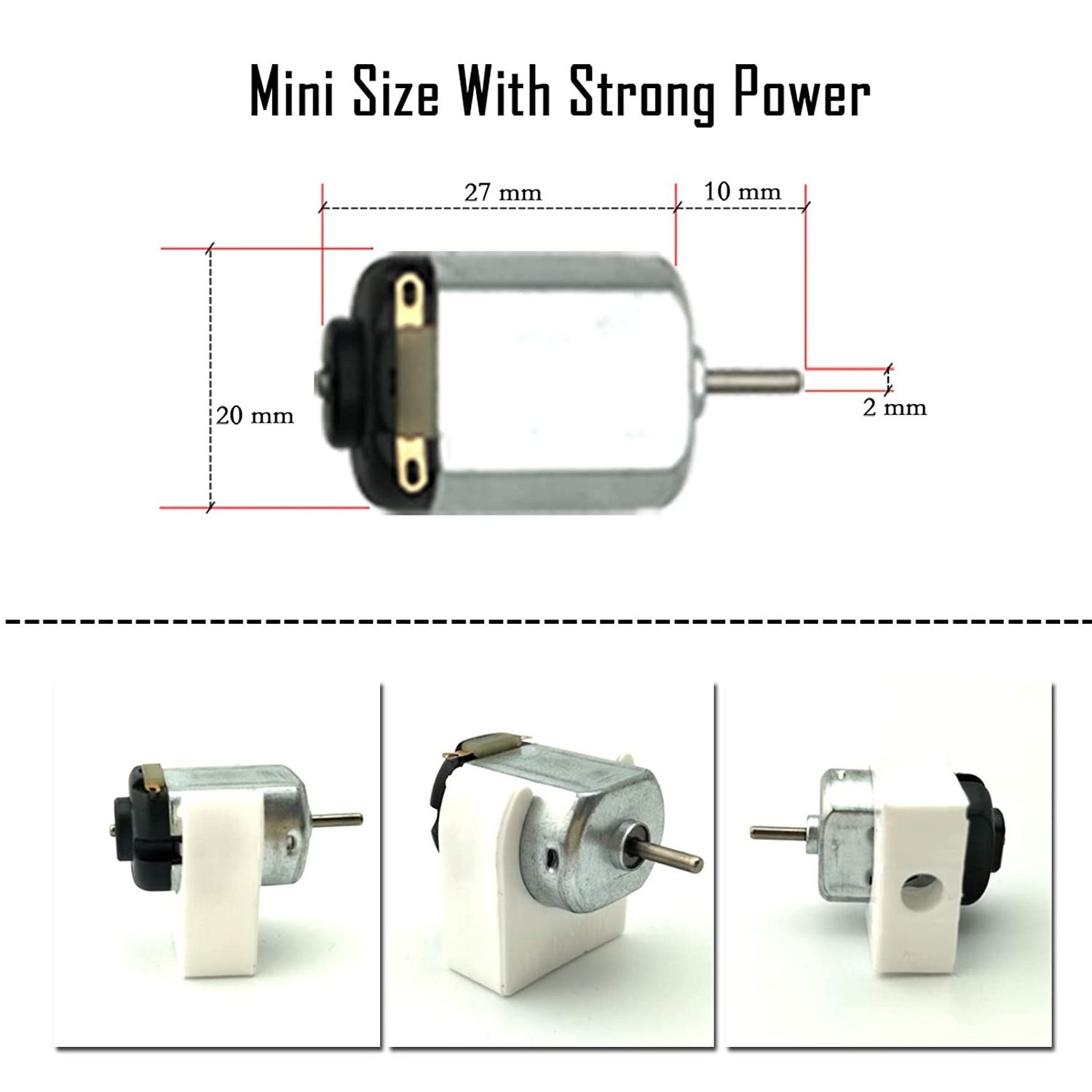 DC Mini Motor 3V 15000RPM with AA Battery Holder Motor Shaft Propeller and Rocker Switch for DIY Toy Science Projects