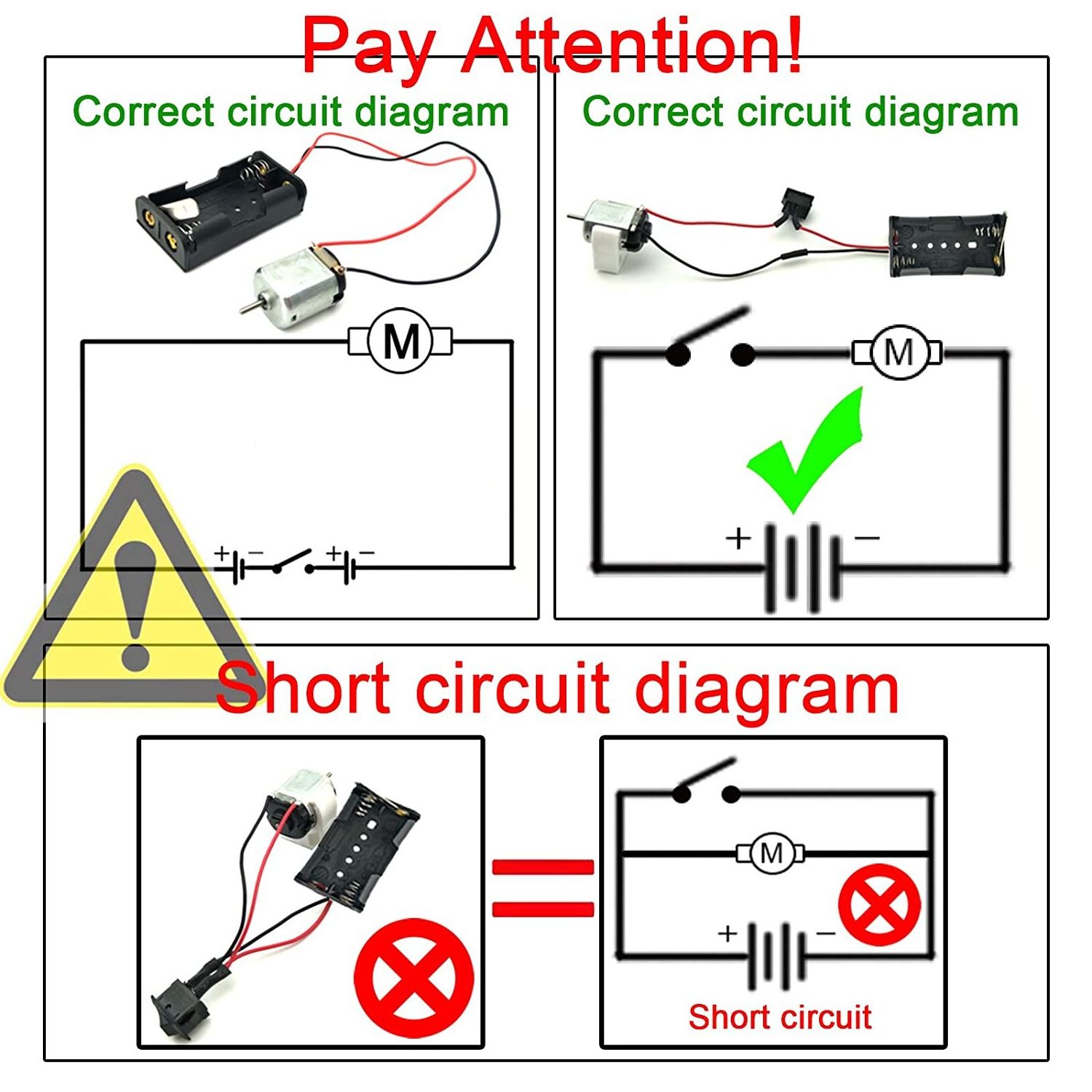 DC Mini Motor 3V 15000RPM with AA Battery Holder Motor Shaft Propeller and Rocker Switch for DIY Toy Science Projects