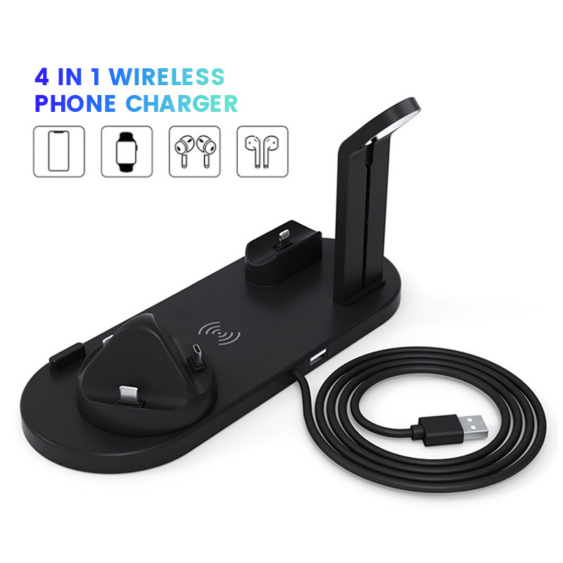 3 In 1 Rotary Seat Charge Mobile Phone Accessories Wireless Charger Station Phone Holder For Phone Smart Watch Earphone