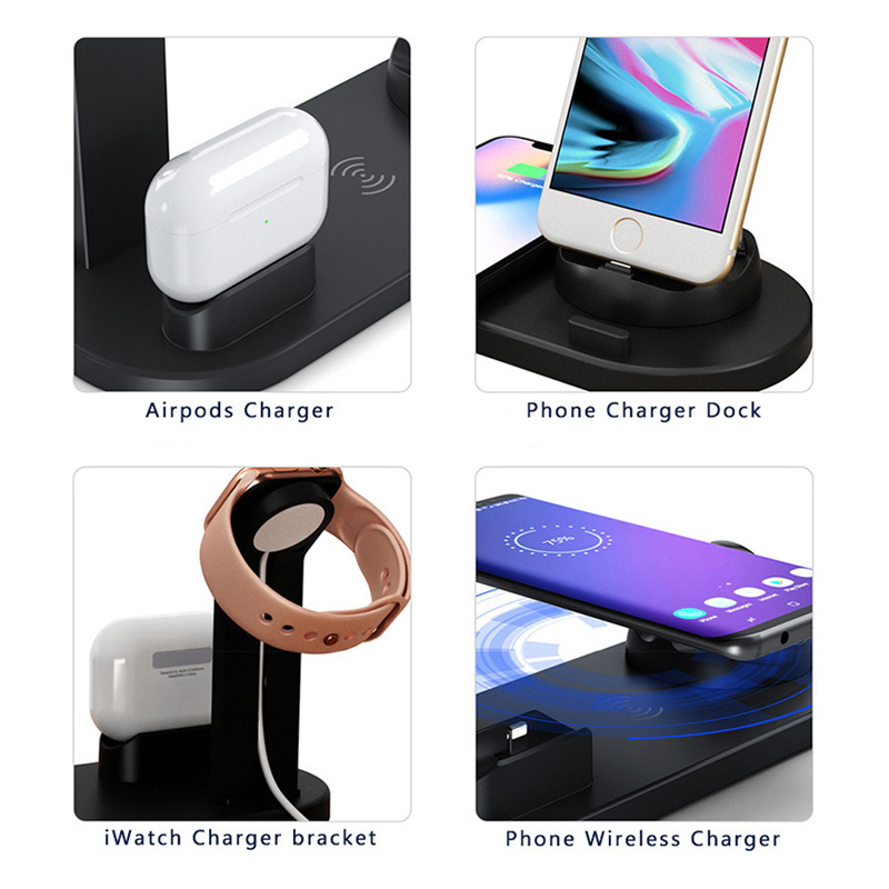 3 In 1 Rotary Seat Charge Mobile Phone Accessories Wireless Charger Station Phone Holder For Phone Smart Watch Earphone