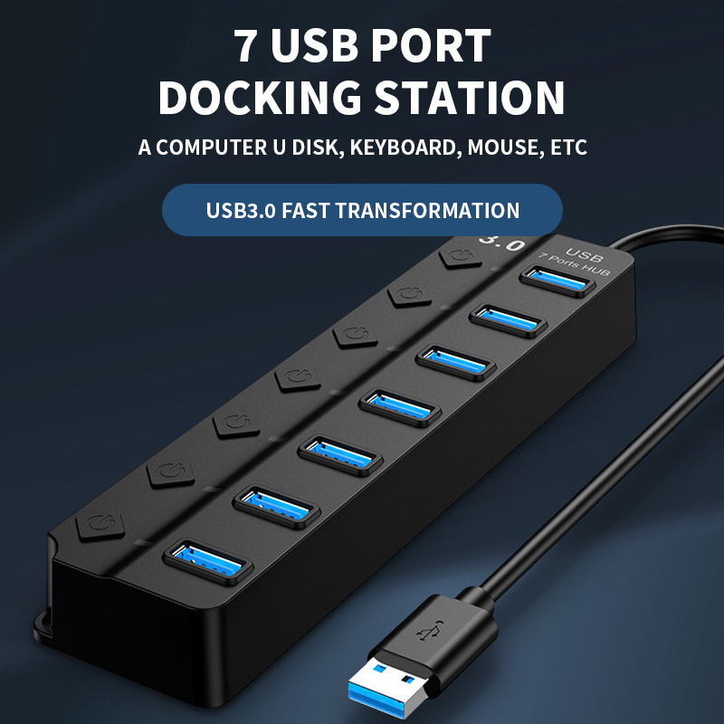 Spot Product 5Gbps High-Speed Transmission Usb Hub 3.0 Splitter 7 Port Usb Data Hub For Laptop