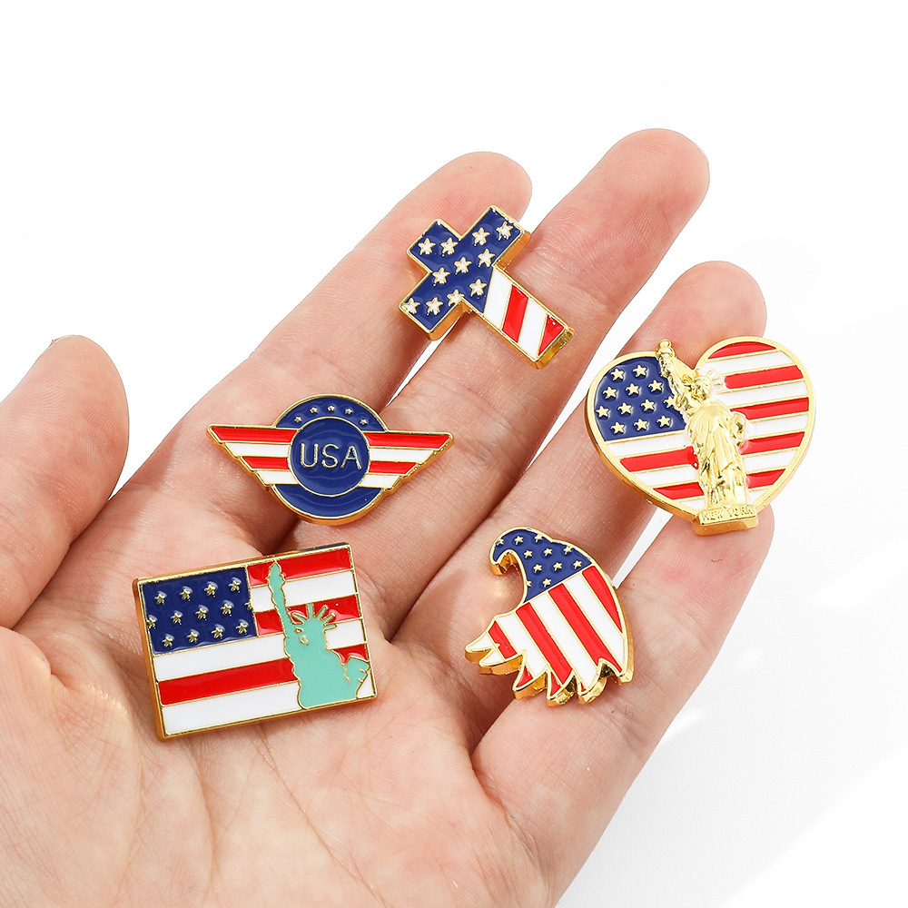 Hot sell American flag series metal badge Independence Day alloy paint wholesale accessories Fashion Jewelry brooch