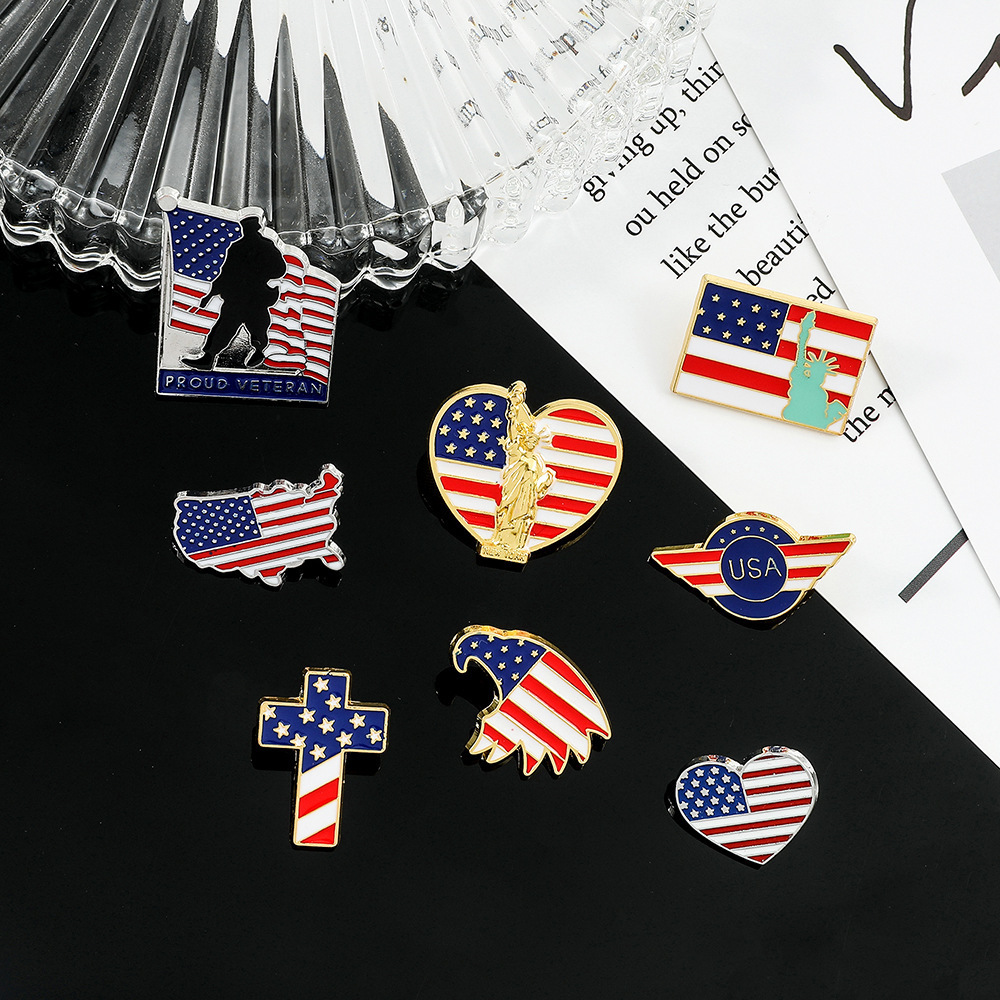 Hot sell American flag series metal badge Independence Day alloy paint wholesale accessories Fashion Jewelry brooch