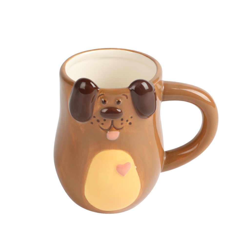 Selling cute earthenware Cartoon Cute 3D Mugs Large Milk handle coffee tea sublimation mug stoneware cat dog sublimation mug cer