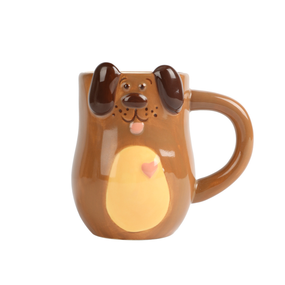 Selling cute earthenware Cartoon Cute 3D Mugs Large Milk handle coffee tea sublimation mug stoneware cat dog sublimation mug cer