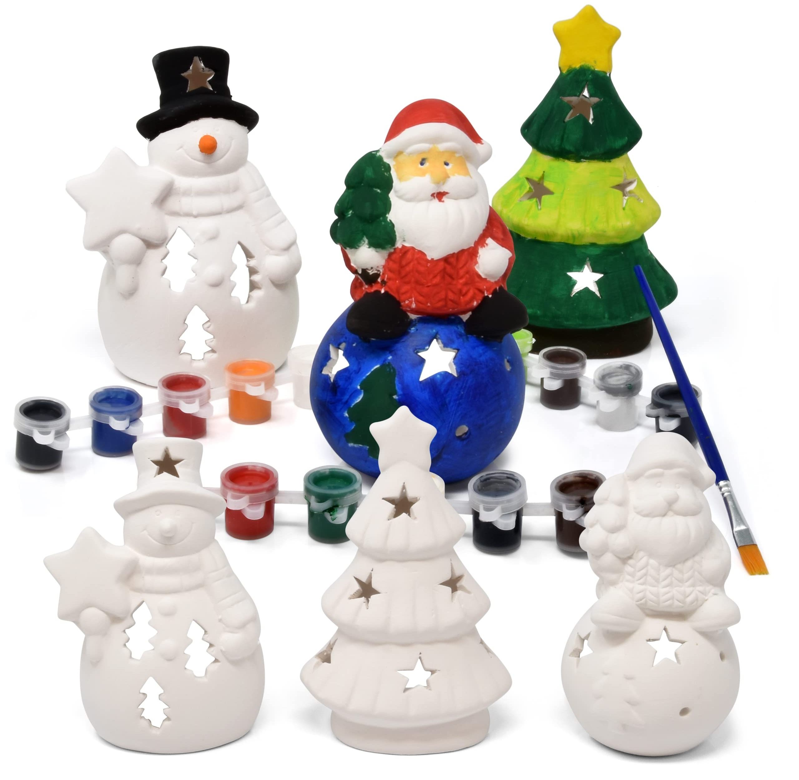 Ceramic Christmas ornaments painted white blank  figure doll painted ceramic DIY children's toy