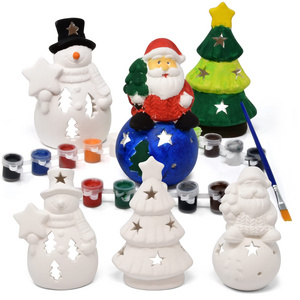 Ceramic Christmas ornaments painted white blank  figure doll painted ceramic DIY children's toy