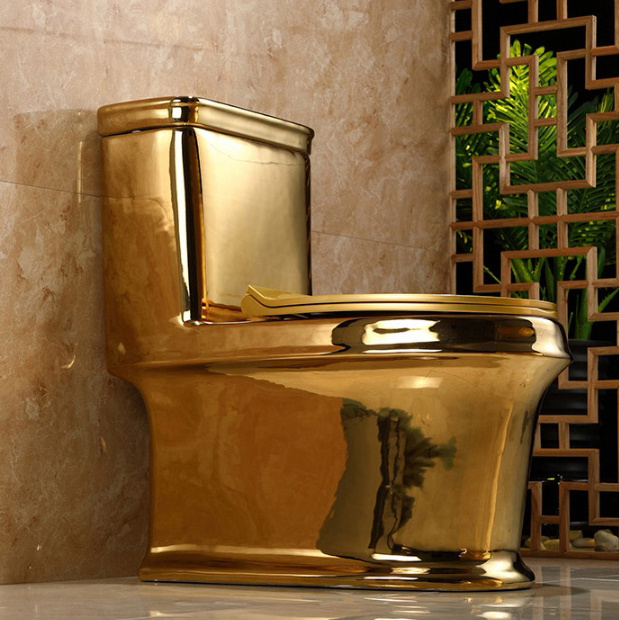 Luxury Inodoro De Color Dorado Ceramic Gold Plated Wc Sanitary Ware Bathroom Plating Solid Gold Toilet