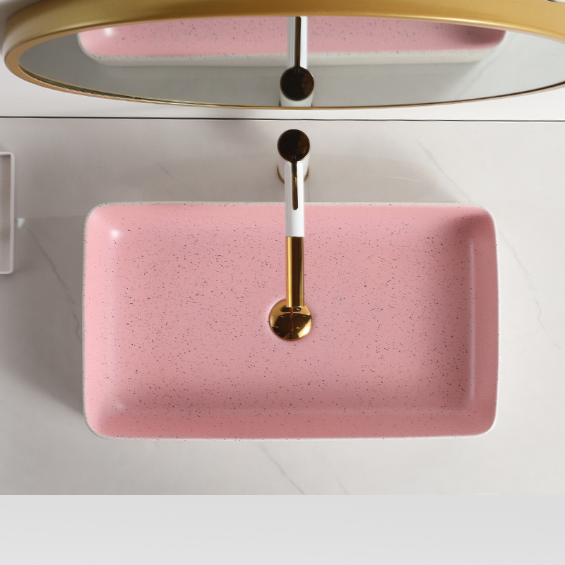 Lavamanos modern novel design art basin ceramic bathroom pink and white marble sink above counter wash basin