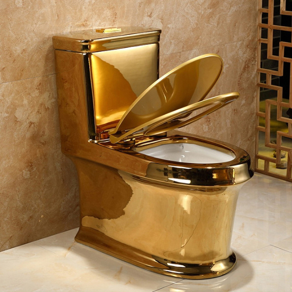 Luxury Inodoro De Color Dorado Ceramic Gold Plated Wc Sanitary Ware Bathroom Plating Solid Gold Toilet