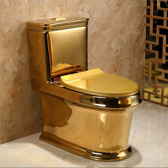 Luxury Inodoro De Color Dorado Ceramic Gold Plated Wc Sanitary Ware Bathroom Plating Solid Gold Toilet