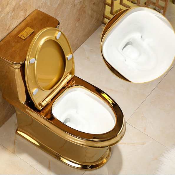 Luxury Inodoro De Color Dorado Ceramic Gold Plated Wc Sanitary Ware Bathroom Plating Solid Gold Toilet