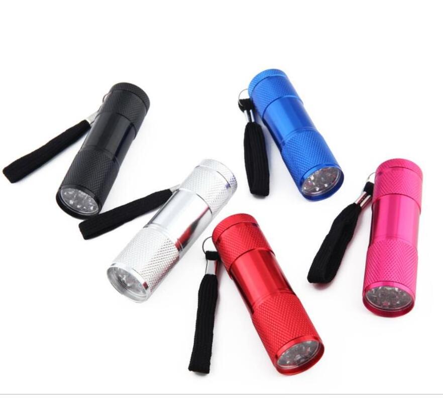 Mini Portable Light Ultra Violet 395-400nm Torch 9 LED UV Flashlights