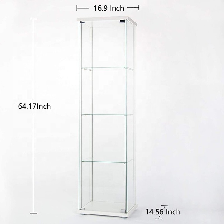 China Customized Glass Display Cabinet Showcase Wine Cabinet Handbag Display Case Bookshelf 4 Shelves With Door For Living Room