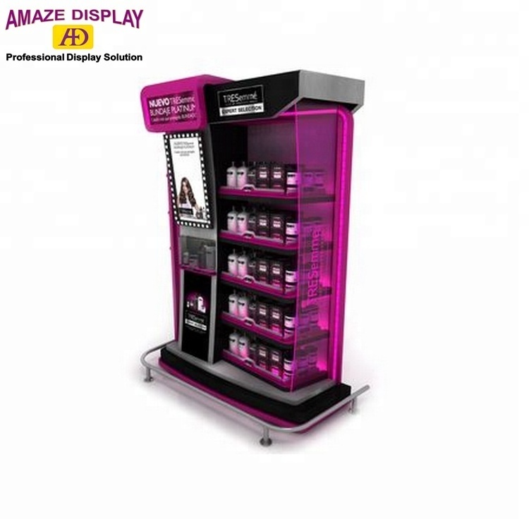 Top-Grade Customized Metal Cosmetic Display Rack Floor Stand Cabinet for Cosmetics