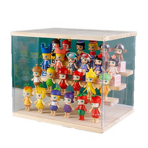 Wholesale Doll Storage Box Clear Acrylic Toy Display Stand Wood Shelf Perfume Dust Proof Display Cabinet Multi Layer Organizer