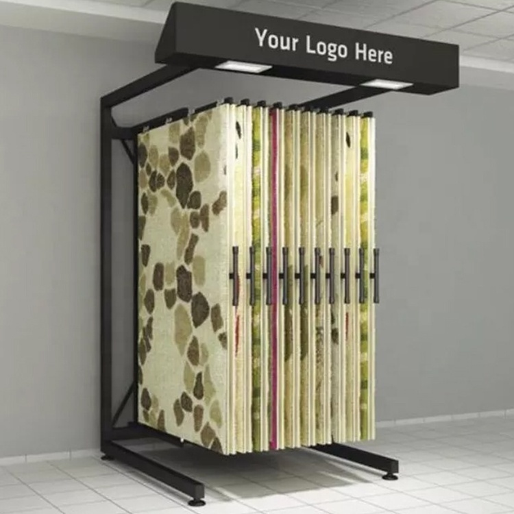 China Manufacture Custom Retail Free Standing Strong Metal Rug Carpet Display Rack Rug Display Stand Tapestry Display Shelf