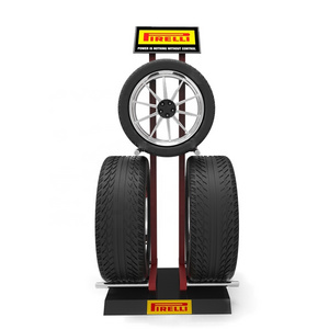 3 Tyres Pirelli Wheel Display Rack Floor Standing 3 Shelves Alloy Wheel Car Tire Display Stand for Garage