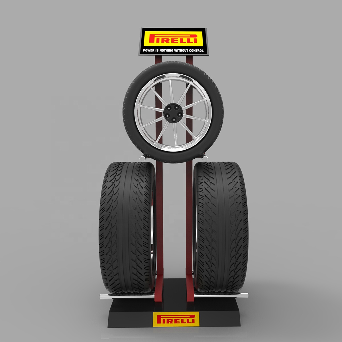 3 Tyres Pirelli Wheel Display Rack Floor Standing 3 Shelves Alloy Wheel Car Tire Display Stand for Garage