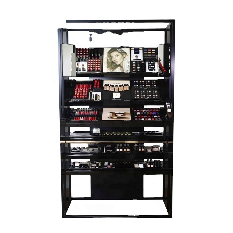 Top-Grade Customized Metal Cosmetic Display Rack Floor Stand Cabinet for Cosmetics