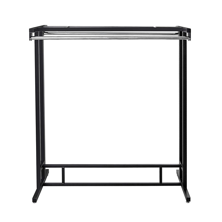 Department Store Style Stainless Steel Double Rod Metal Cloth Stand Display Clothes/Garment Floor Display Rack