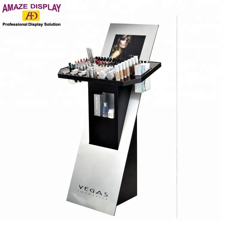 Top-Grade Customized Metal Cosmetic Display Rack Floor Stand Cabinet for Cosmetics