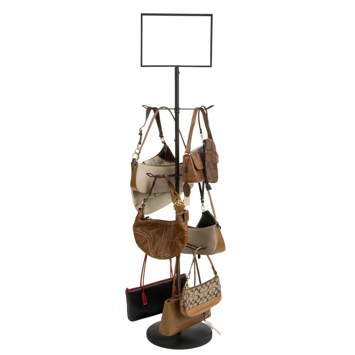 3 Tier Purse Holder Stand Floor Women Bag/handbag Display Stand Retail Store Purse Hanger Holder with 6 Hooks