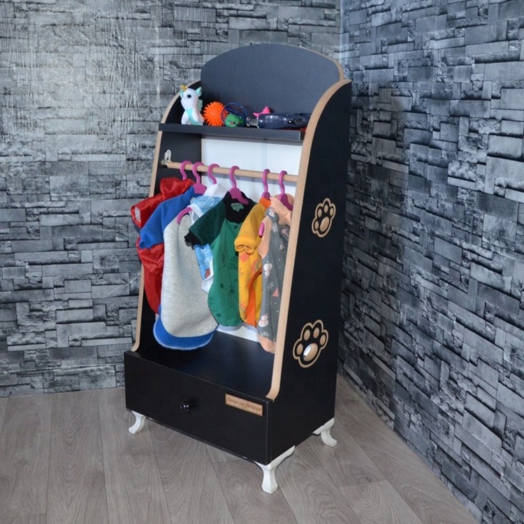 China Custom Modern Wood Wardrobe for Pets Dog Clothes Rack Pet Clothes Hanging Rack