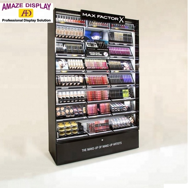 Top-Grade Customized Metal Cosmetic Display Rack Floor Stand Cabinet for Cosmetics