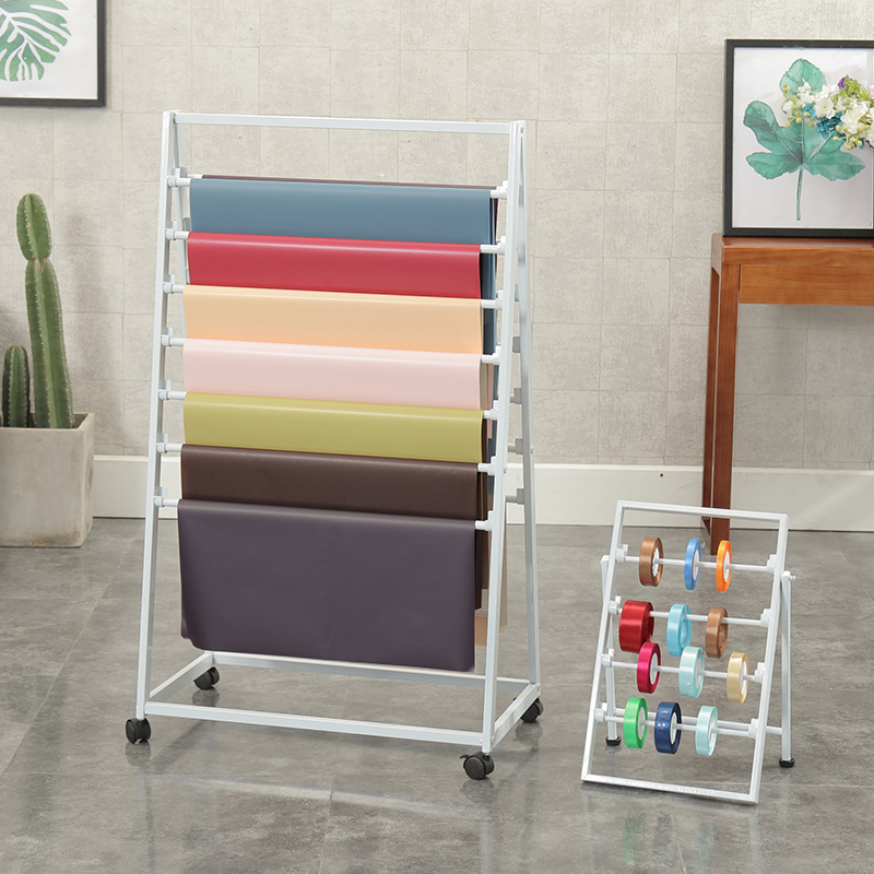 Metal Floor-to-ceiling Double-sided Wallpaper Silk Scarf Display Stand Wrapping Paper Rack Fabric Towel Rack