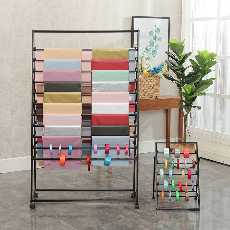 Metal Floor-to-ceiling Double-sided Wallpaper Silk Scarf Display Stand Wrapping Paper Rack Fabric Towel Rack