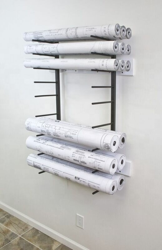 High Capacity 9 Layers Metal Carpet Blueprint Storage Roll File Yoga Mat Wall Mounted Display Rack