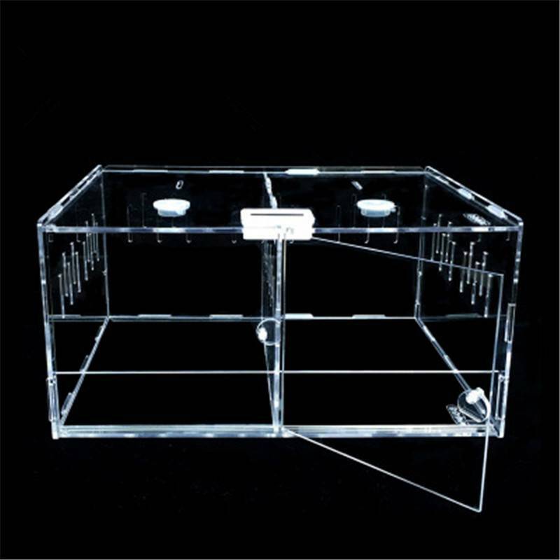 2-Grid Clear Acrylic Reptile Display Cases Reptile Cage Breeding Box For Tarantula Insect Lizard Tank Pet