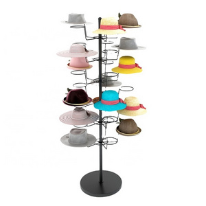 Custom 6-Layer Metal Rotating Hat Display Rack with 24 Hat Hooks for Stylish Hat Collection