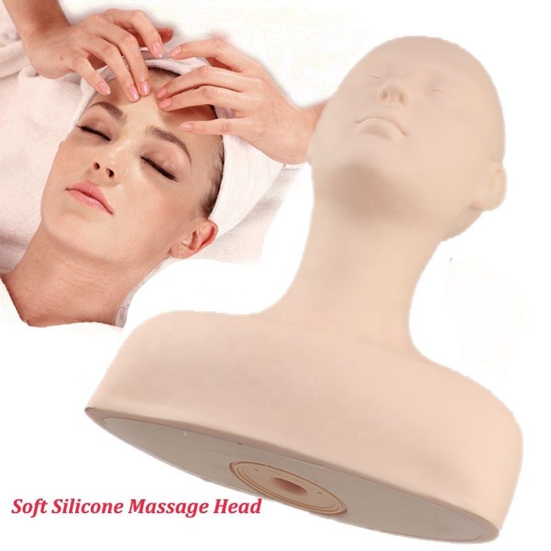 Soft Silicone acupoint Practice Mannequin Head Acupuncture Massage Training Head with Shoulder for Skin Management Beauty