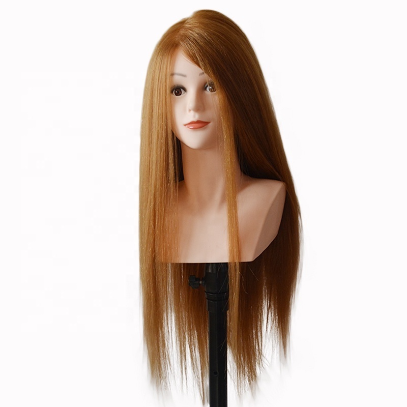 New Style 80% human hair mannequin head with shoulders Training Heads 24 inch long thick hair dummy for hair style doll head