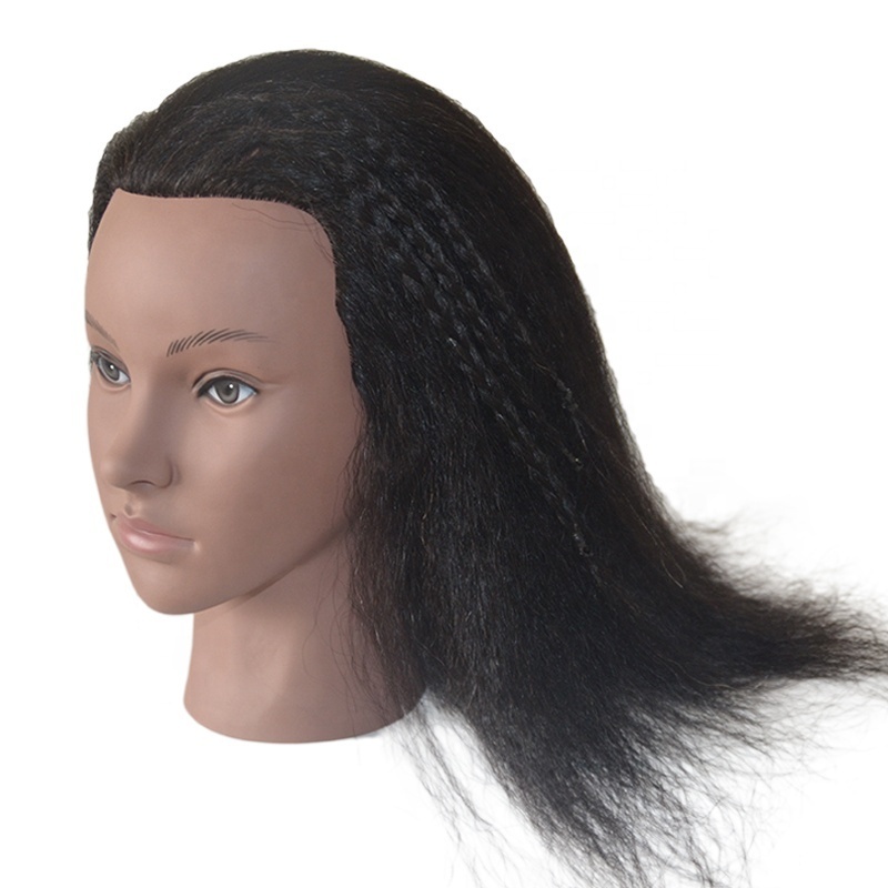 Afro Real Human Hair Manikin Dolls Mannequin Head for Braidin Training Hairdresser Model Natural Women's Hairdressing Kit Wigs