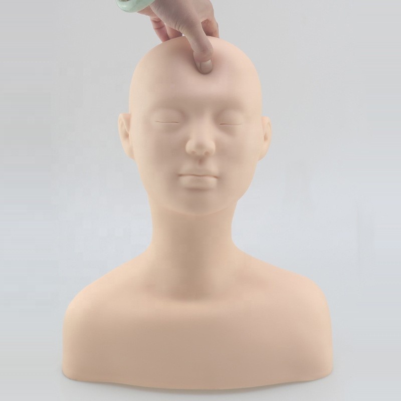 Soft Silicone acupoint Practice Mannequin Head Acupuncture Massage Training Head with Shoulder for Skin Management Beauty