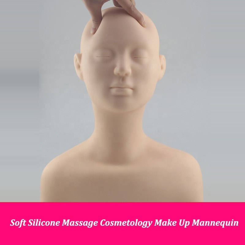 Soft Silicone acupoint Practice Mannequin Head Acupuncture Massage Training Head with Shoulder for Skin Management Beauty