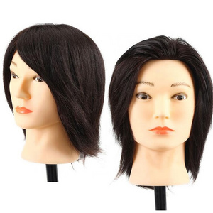 100% human hair mannequin head male for practice cut bleach color hairdressing 20cm short black hair mannequin head hairstyle