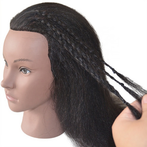 Afro Real Human Hair Manikin Dolls Mannequin Head for Braidin Training Hairdresser Model Natural Women's Hairdressing Kit Wigs