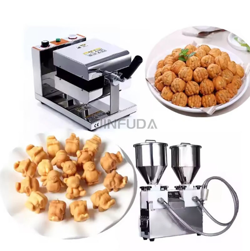 Multi snack machines Double Head walnut cookie maker and walnut shaped cake manju waffle maker machine for sale