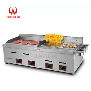 Restaurant Kitchen Equipment Gas Griddle Gas Steak Grills Deep Fryer For Snack Shop Novel And Multifunctional