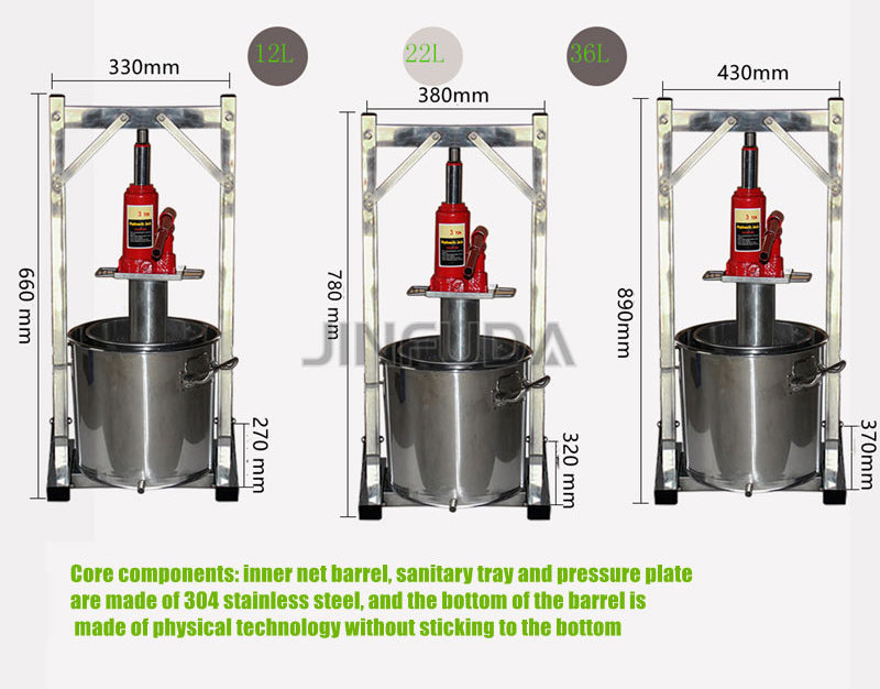 36L Factory Sale Cheap Small Home Use Grape Press Wine Juice Machine Manual HydraulicJack Honey Press