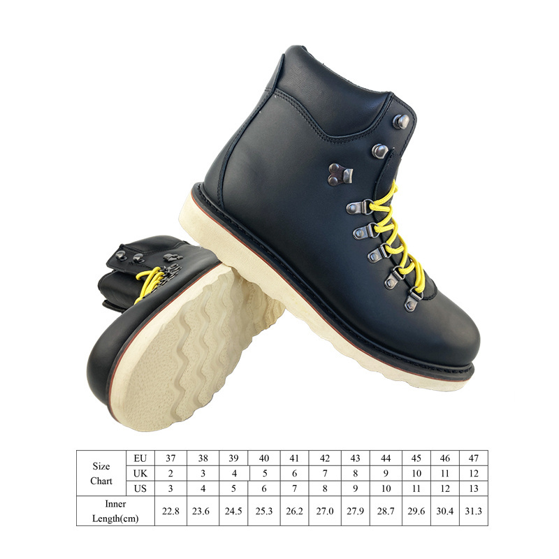 Hot Selling Brown Working Footwear Woodland Industrial Non-Slip Grain Cow Leather Rubber Sole Goodyear Welt Labor Logger Boots