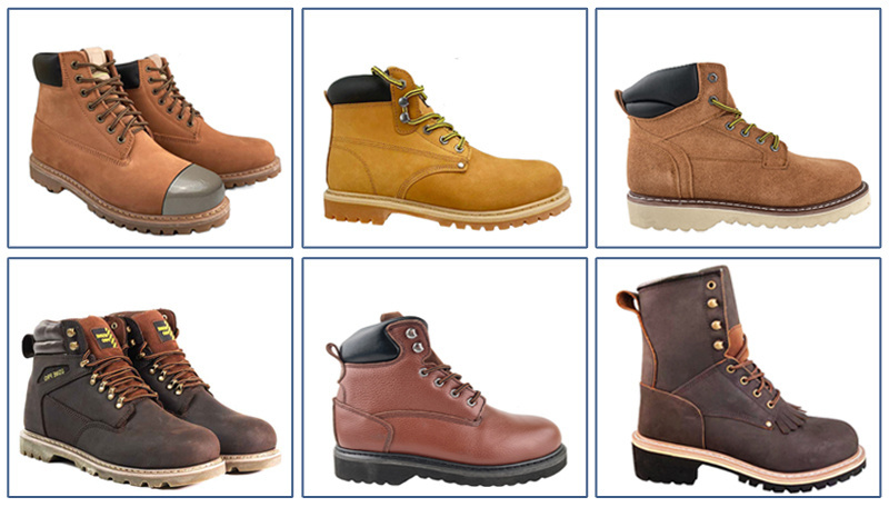 Factory Price Cowboy Working Safety Shoes Industry Construction Steel Toe Steel Midsole Crazy Horse Leather Goodyear Welt Boots